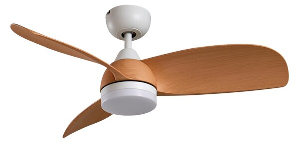 Ventilatore da soffitto LED Enon, bianco/colore legno, DC, silenzioso - Lindby Lindby, Enon, dimmerabile, Bianco, Soggiorno, Metallo, Moderno