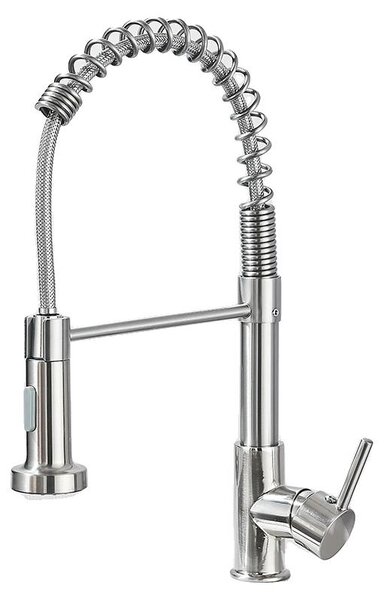 Miscelatore per cucina, monocomando, con doccetta estraibile, finitura nickel spazzolato