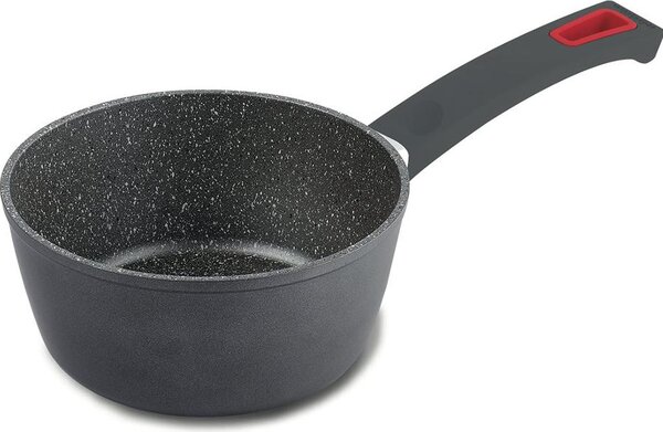 Ghidini Cipriano Pentola a Induzione Casseruola Antiaderente 16cm in Alluminio colore Grigio e Rosso
