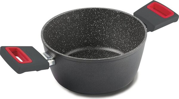 Ghidini Cipriano Pentola a Induzione Casseruola Antiaderente 20cm in Alluminio colore Grigio e Rosso