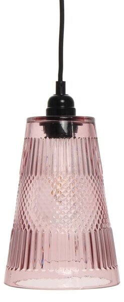 Lampada a sospensione Padiro, 14,5 x 14,5 x 25 cm, viola, in vetro, con rilievi, attacco E27