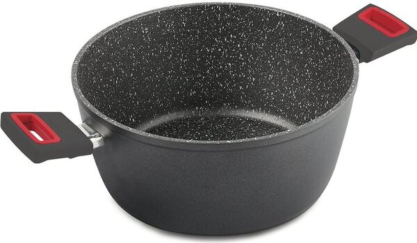 Ghidini Cipriano Pentola a Induzione Casseruola Antiaderente 28cm in Alluminio colore Grigio e Rosso