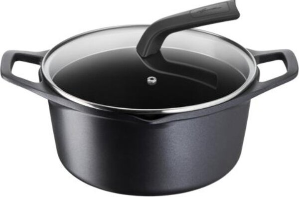 LAGOSTINA Pentola a Induzione Casseruola Antiaderente Fonda con Coperchio 24 cm 2 Maniglie in Alluminio - Aroma