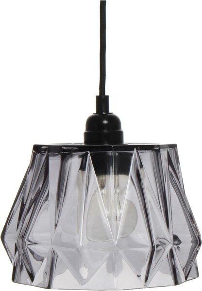 Lampada a sospensione Padiro, 19 x 19 x 19 cm, grigia, in vetro, vetro lavorato, attacco E27