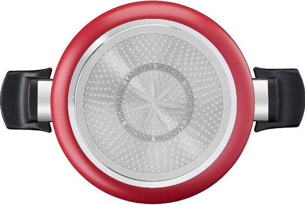 LAGOSTINA Pentola a Induzione Casseruola Antiaderente Fonda 2M cm 20 con 2 Manici in Bachelite colore Rosso - Cucina Mediterranea