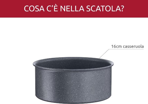 LAGOSTINA Pentola a Induzione Casseruola Antiaderente in Alluminio 16 cm Rivestimento Mineralia+ colore Grigio - Ingenio Mineralis Green