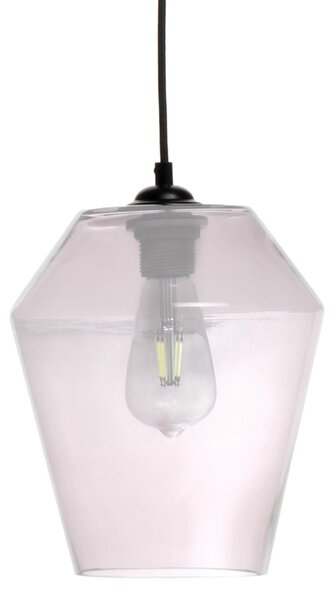 Lampada a sospensione Padiro, 21 x 21 x 30 cm, viola, vetro, paralume in vetro squadrato, attacco E27