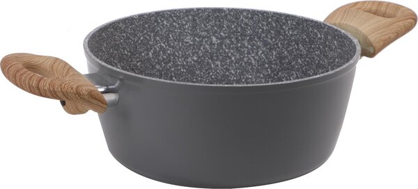Casa Collection Pentola a Induzione Casseruola in Alluminio 2 Manici Effetto Legno cm 20 colore Grigio - Atlantic