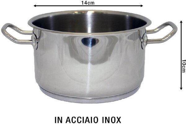 Borella Pentola a Induzione Casseruola in Acciaio Inox cm 14 - Veronica