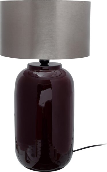 Lampada da tavolo Padiro, dimensioni 31 x 31 x 57,5 cm, colore rosso intenso e argento, realizzata in ferro, con paralume rotondo e base lucida