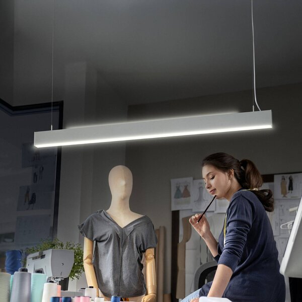 OSRAM Lampada LED a sospensione Office line Cuboid bianca 4.000 K dimmerabile Cuboid,, Bianco / Opale, Studio / Ufficio, Alluminio, Moderno