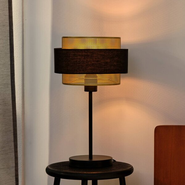 OSRAM Lampada da comodino Decor Hornet, Nero, Soggiorno / Sala da pranzo, Tessuto / Stoffa / Seta, Moderno, Lampada da tavolo