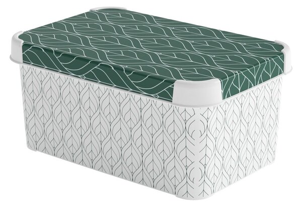 Scatola con coperchio bianca/verde in plastica 29,5x19,5x13,5 cm S – Curver