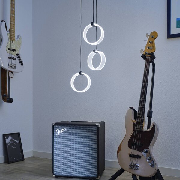 OSRAM Lampada LED a sospensione Decor Circle, 3 luci, rotonda, CCT, nera Circle, Nero, Soggiorno / Sala da pranzo, Plastica, Moderno