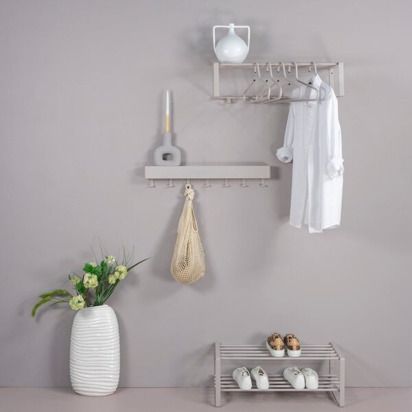 Attaccapanni da parete grigio tortora in metallo con scaffale 70 cm Rex – Spinder Design