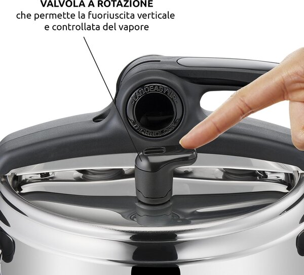 LAGOSTINA Pentola a Pressione per Induzione in Acciaio Inox 3,5 Litri cm 22 2 Manici - Mia LagoEasy'up
