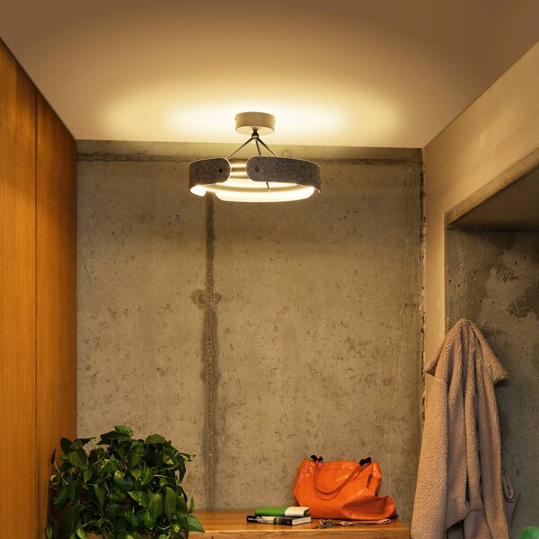 OSRAM Plafoniera a LED Decor Curve Felt, Alluminio / Grigio / Zincato, Soggiorno / Sala da pranzo, Tessuto / Stoffa / Seta, Moderno, Plafoniera LED