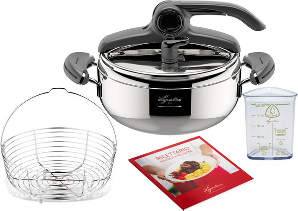 LAGOSTINA Pentola a Pressione per Induzione in Acciaio Inox 3,5 Litri cm 22 2 Manici - Mia LagoEasy'up