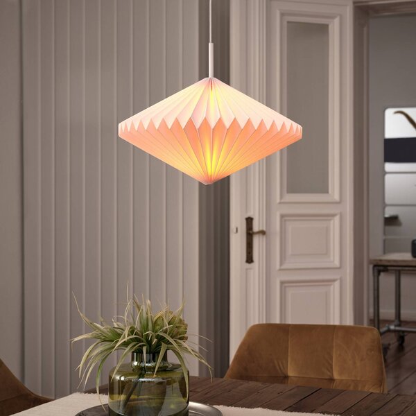 OSRAM Lampada a sospensione Decor Paper Diamond, dimmerabile, Bianco / Opale, Soggiorno / Sala da pranzo, Carta / Lunolit / Lunopal, Lampada a sospensione