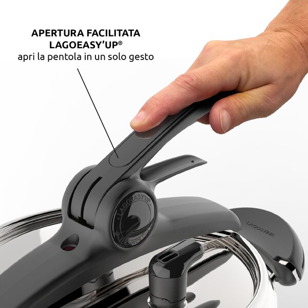 LAGOSTINA Pentola a Pressione per Induzione in Acciaio Inox 3,5 Litri cm 22 2 Manici - Mia LagoEasy'up