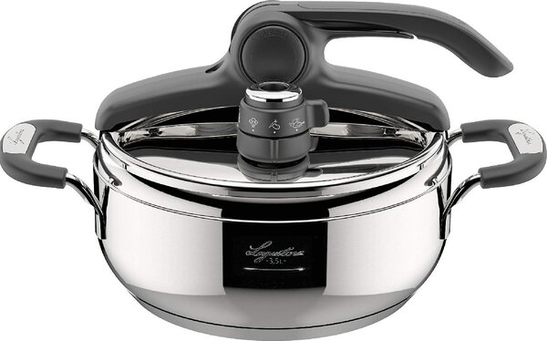 LAGOSTINA Pentola a Pressione per Induzione in Acciaio Inox 3.5 Litri cm 22 2 Manici - Briosa Lagoeasy'up