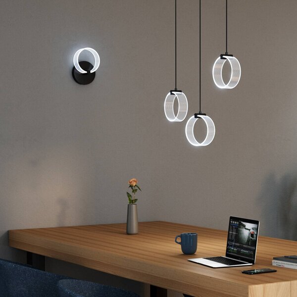 OSRAM Applique da parete a LED Decor Circle, Nero, Soggiorno / Sala da pranzo, Plastica, Moderno, Applique a LED
