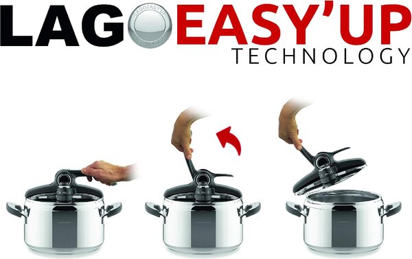 LAGOSTINA Pentola a Pressione per Induzione in Acciaio Inox 3.5 Litri cm 22 2 Manici - Briosa Lagoeasy'up