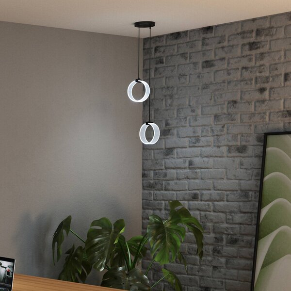 OSRAM Lampada LED a sospensione Decor Circle, 2 luci, CCT, nero Circle, Nero, Soggiorno / Sala da pranzo, Plastica, Moderno