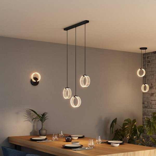 OSRAM Lampada LED a sospensione Decor Circle, 3 luci, CCT, nero Circle, Nero, Soggiorno / Sala da pranzo, Plastica, Moderno