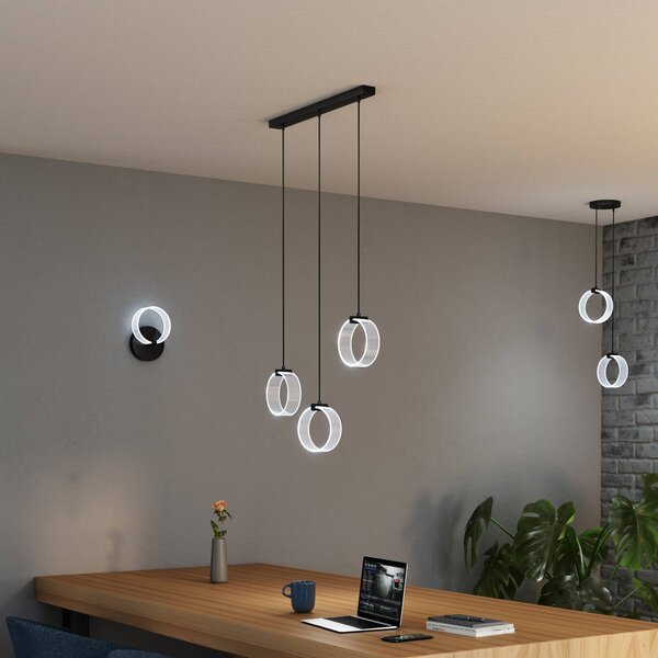 OSRAM Lampada LED a sospensione Decor Circle, 3 luci, CCT, nero Circle, Nero, Soggiorno / Sala da pranzo, Plastica, Moderno