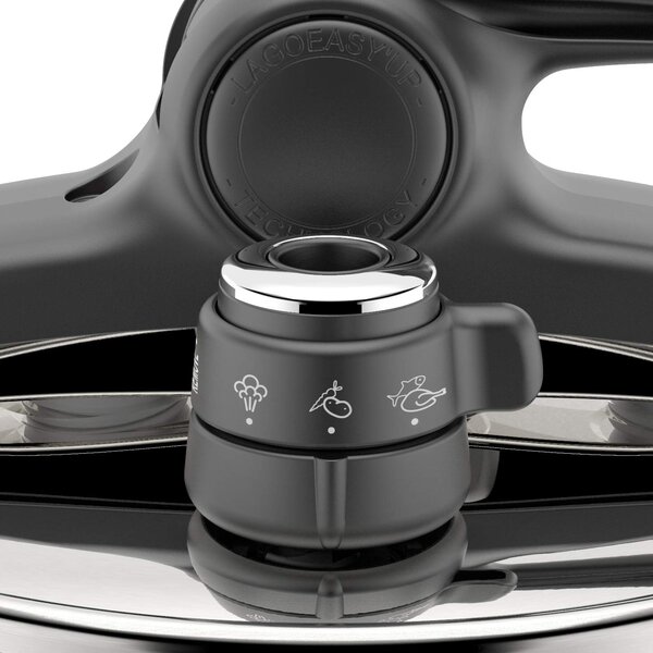 LAGOSTINA Pentola a Pressione per Induzione in Acciaio Inox 7 Litri cm 22 2 Manici - Briosa Lagoeasy'up