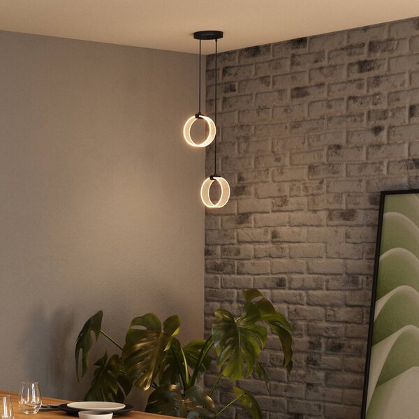 OSRAM Lampada LED a sospensione Decor Circle, 2 luci, CCT, nero Circle, Nero, Soggiorno / Sala da pranzo, Plastica, Moderno