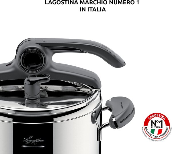 LAGOSTINA Pentola a Pressione per Induzione in Acciaio Inox 5 Litri cm 22 2 Manici - Mia LagoEasy'up