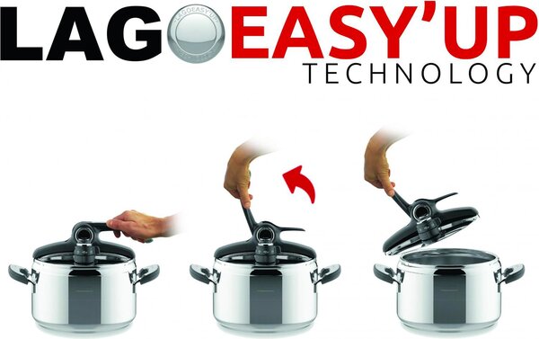 LAGOSTINA Pentola a Pressione per Induzione in Acciaio Inox 7 Litri cm 22 2 Manici - Mia LagoEasy'up