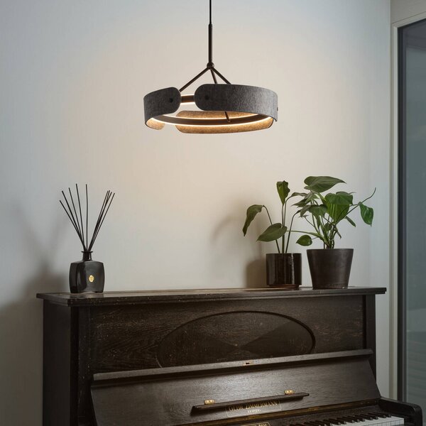 OSRAM Lampada LED a sospensione Decor Curve Felt, grigio, feltro, 3.000 K Felt, Alluminio / Grigio / Zincato, Soggiorno / Sala da pranzo, Tessuto / Stoffa / Seta, Moderno