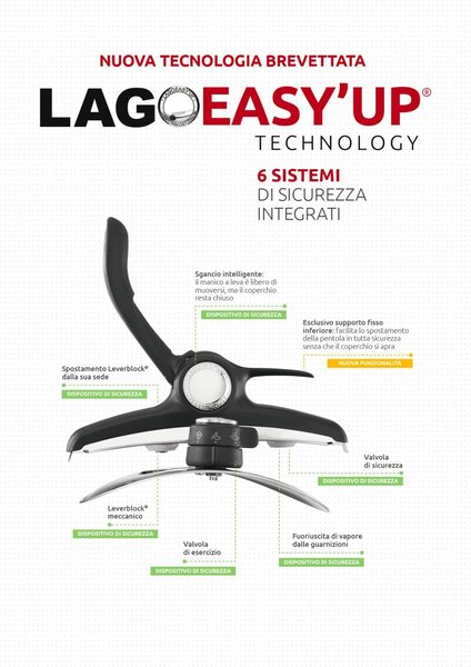LAGOSTINA Pentola a Pressione per Induzione in Acciaio Inox 7 Litri cm 22 2 Manici - Mia LagoEasy'up