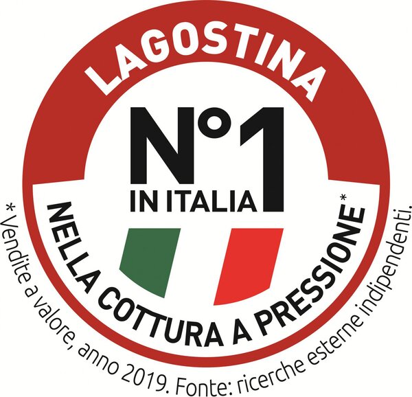 LAGOSTINA Pentola a Pressione per Induzione in Acciaio Inox 7 Litri cm 22 2 Manici - Itala Lagoeasy'up