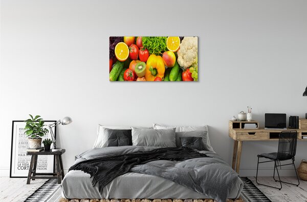 Quadro su tela Cavolfiore kiwi cetriolo 100x50 cm