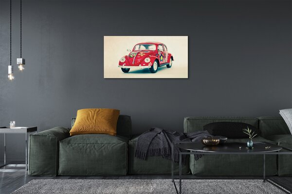 Quadro su tela Macchina rossa con fiori 100x50 cm