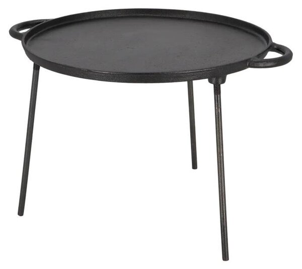 Esschert Design Teglia per pizza per barbecue, in ghisa su 3 piedi, due maniglie, Ø 37,5 x H27 cm, robusta, stabile, ciotola/pozzo per il fuoco