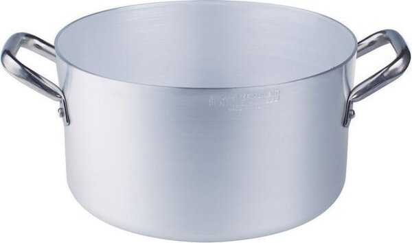 Pentole Agnelli Pentola Casseruola Alta in Alluminio Puro 2 Manici cm 36 - Linea Alluminio