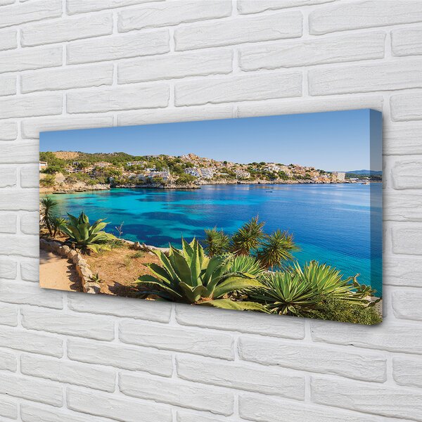 Quadro su tela Mare della città della Costa della Spagna 100x50 cm