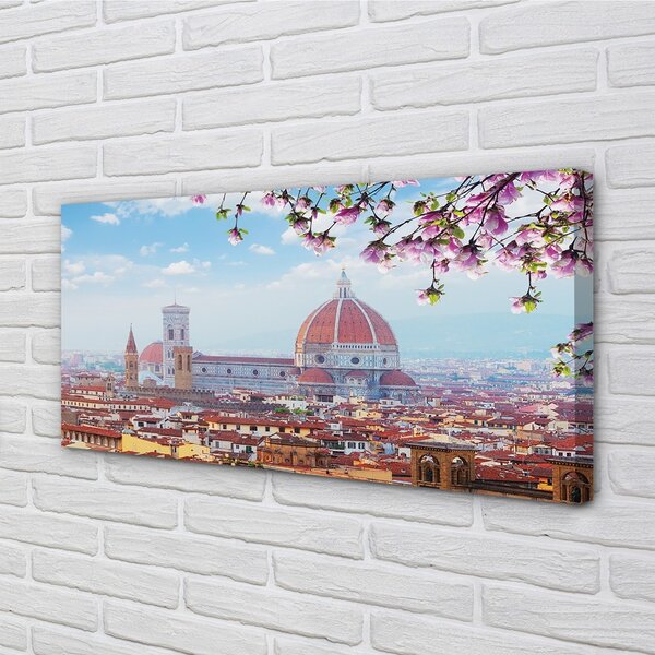 Quadro su tela Night panorama del dipartimento italiano 100x50 cm