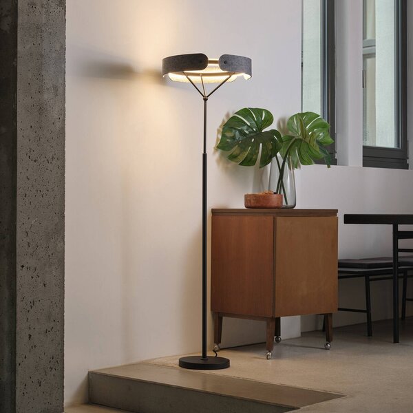 OSRAM Lampada da terra a LED Decor Curve Felt, Alluminio / Grigio / Zincato, Soggiorno / Sala da pranzo, Tessuto / Stoffa / Seta, Moderno, Lampada LED da terra
