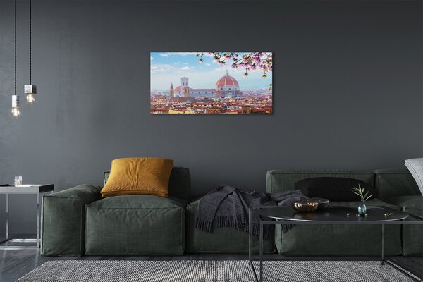 Quadro su tela Night panorama del dipartimento italiano 100x50 cm