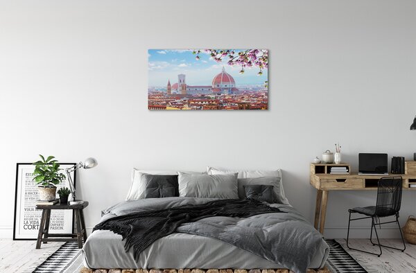 Quadro su tela Night panorama del dipartimento italiano 100x50 cm