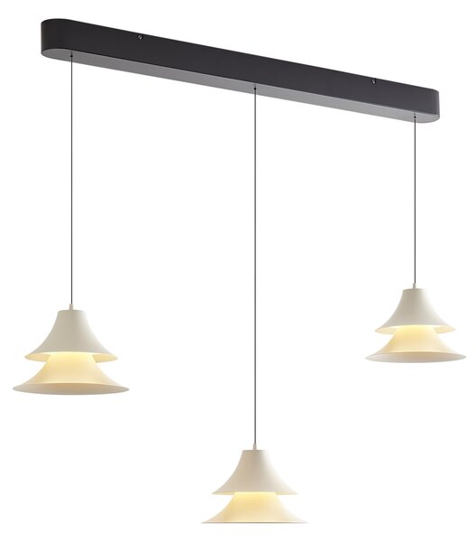 Lampada a sospensione nera con beige con LED dimmerabile a 3 livelli 3 luci Easylift - Witch