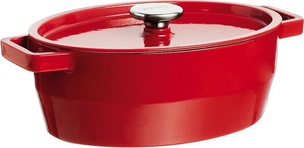Pyrex Pentola Casseruola in Ghisa Cocotte Ovale 38.5 X 27.5 X 15 cm con Coperchio