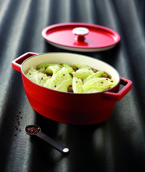 Pyrex Pentola Casseruola in Ghisa Cocotte Ovale 38.5 X 27.5 X 15 cm con Coperchio