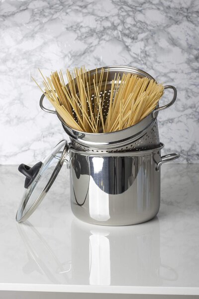 BARAZZONI Pentola Cuoci Pasta Pastaiola in Acciaio Inox cm 22 con Cestello Scolapasta - Cuoci e Vedi